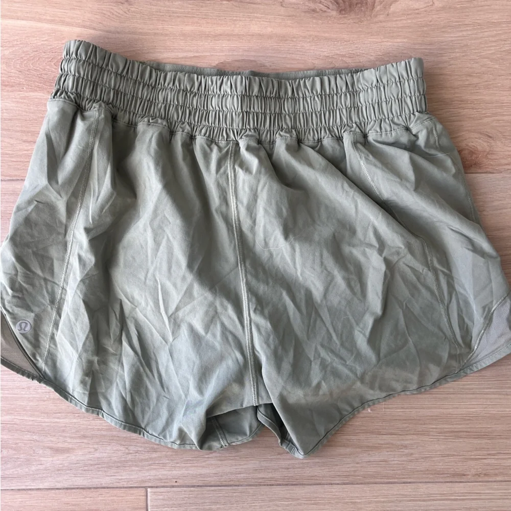 SOLD. Lululemon Olive Green Hotty Hot Shorts - Picture 3 of 4
